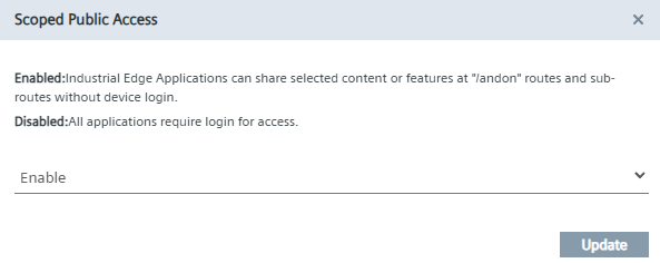 Toggle Scoped Public Access and click Update