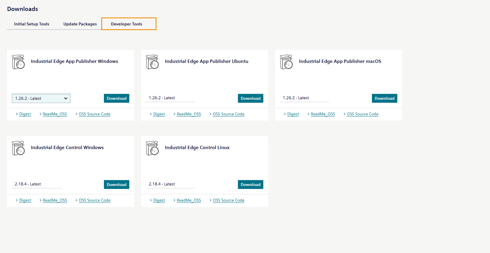 download software initial developer tools tab
