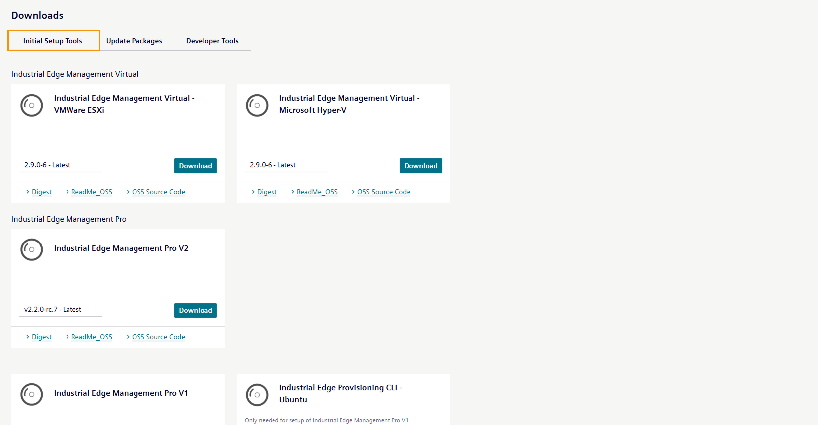 download software initial setup tools tab