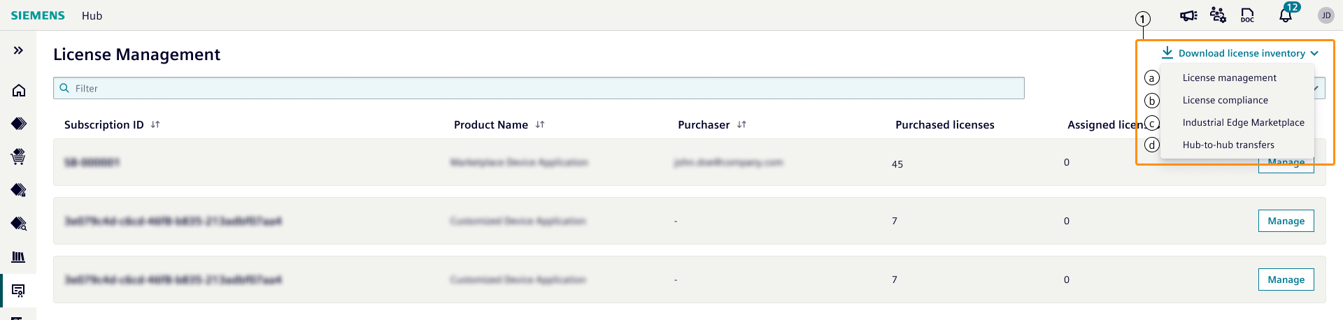 download license inventory