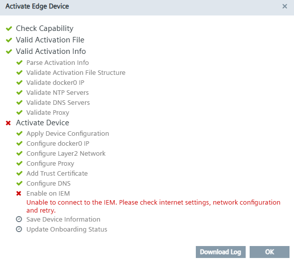 Onbaording Iem network issue
