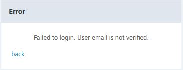 Email not verified error.
