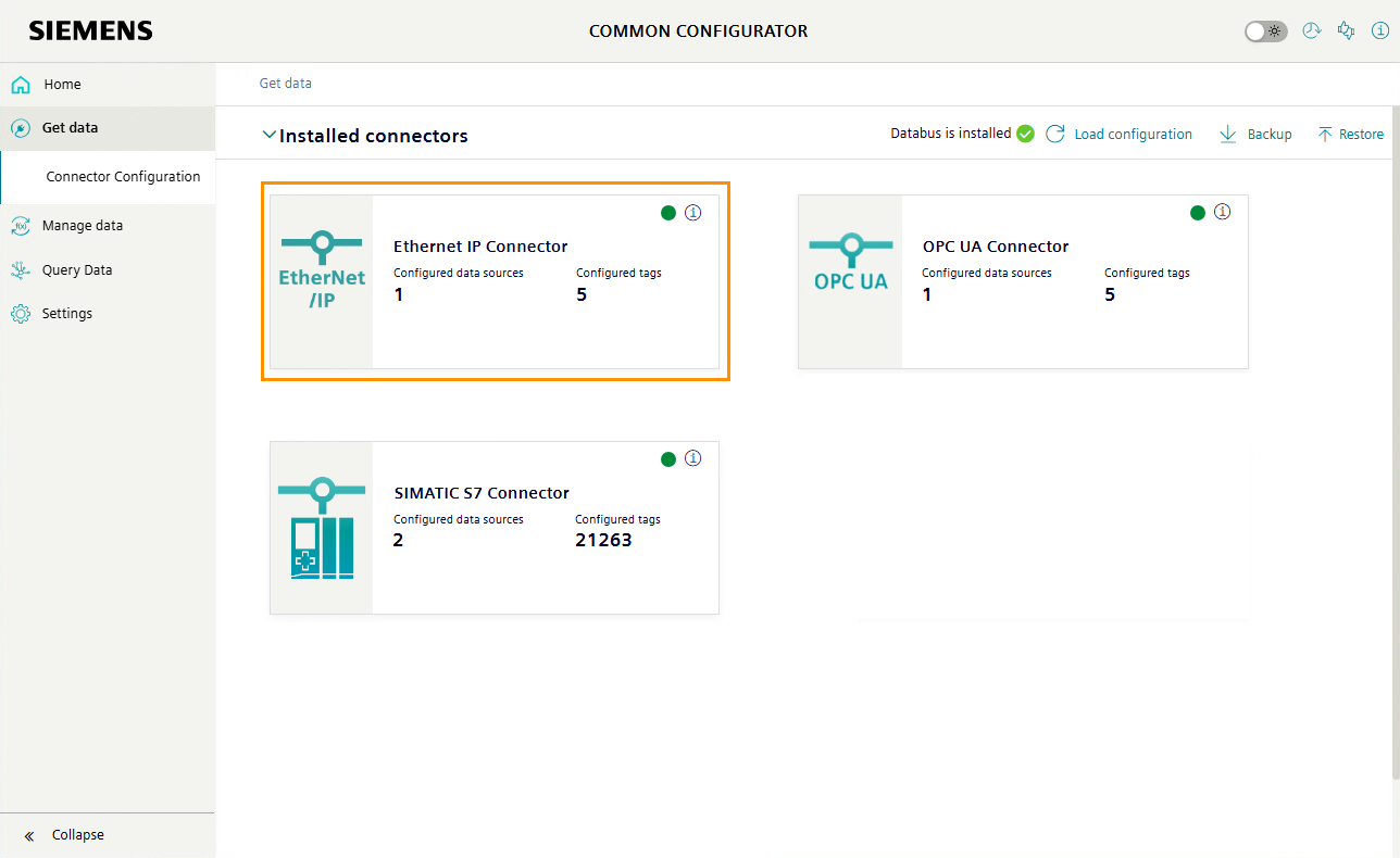 Under "Installed Connectors", select "Ethernet IP Connector".
