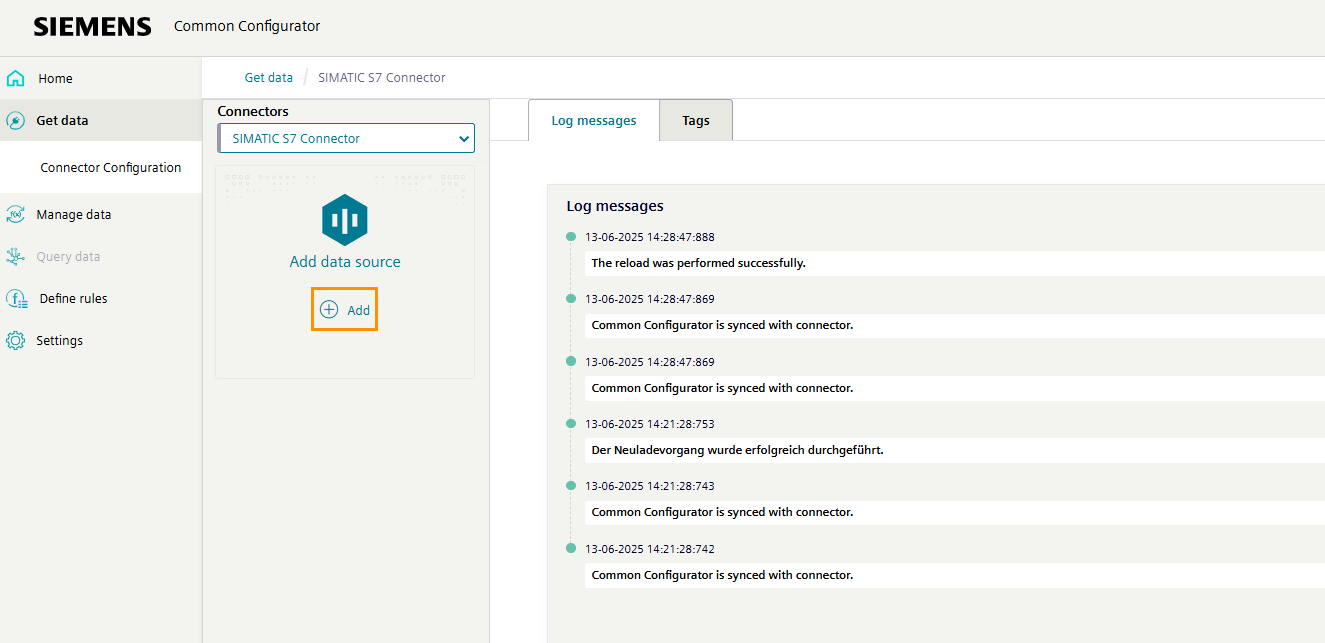 Click "Add". The "Add Data Source" page opens.