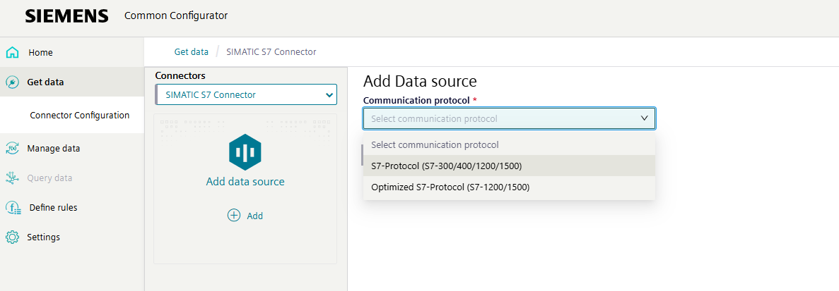 Select the protocol "Optimized S7-Protocol".