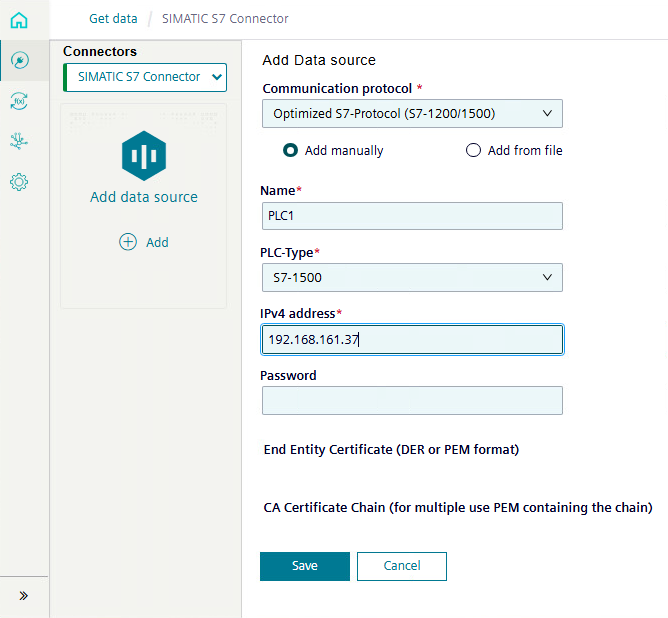 Define the following information about the data source.