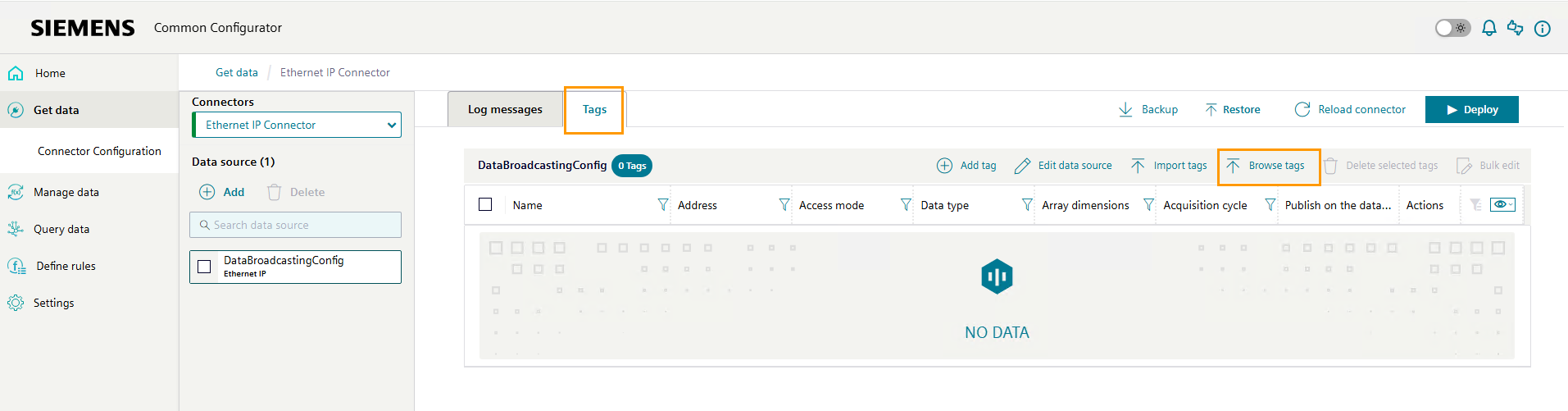 Click "Browse tags".