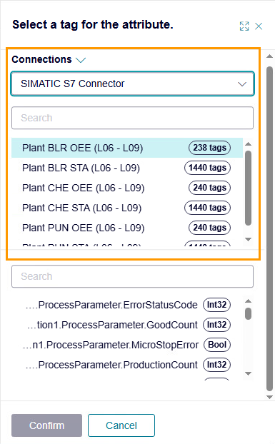 Under "Connector", select your connector and the corresponding connection.