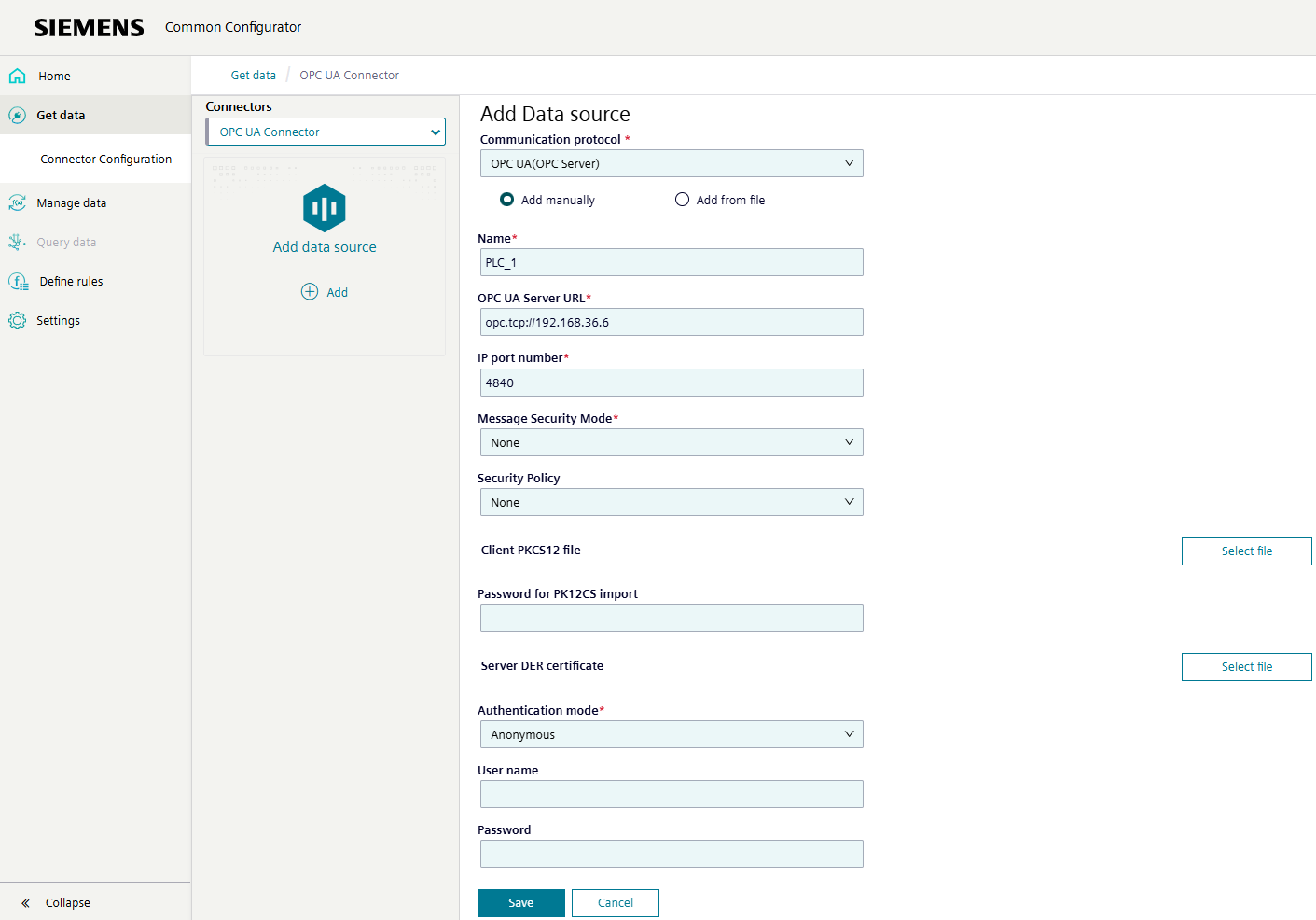 Define the following information about the data source.