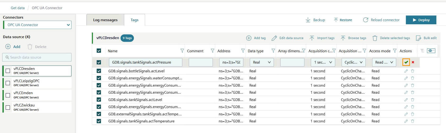 Click the green tick icon to confirm.